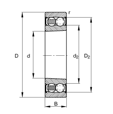 自調(diào)心球軸承 2211-K-2RS-TVH-C3, 根據(jù) DIN 630 標準的主要尺寸, 錐孔，錐度 1:12，兩側唇密封