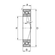 主軸軸承 HS7019-C-T-P4S, 調節，成對安裝，接觸角 α = 15°，限制公差