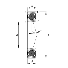 主軸軸承 HCB71902-C-2RSD-T-P4S, 調節，成對或單元安裝，接觸角 α = 15°，陶瓷球，兩側唇密封，非接觸，限制公差