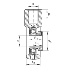吊裝式軸承座單元 PHE50, 鑄鐵軸承座,帶偏心鎖圈的外球面球軸承,P 型密封 吊裝式軸承座單元 PHE50, 鑄鐵軸承座,帶偏心鎖圈的外球面球軸承,P 型密封