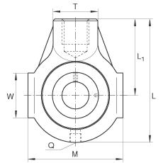 吊裝式軸承座單元 PHE50, 鑄鐵軸承座,帶偏心鎖圈的外球面球軸承,P 型密封 吊裝式軸承座單元 PHE50, 鑄鐵軸承座,帶偏心鎖圈的外球面球軸承,P 型密封