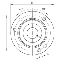 軸承座單元 GRA40, 帶三個/四個螺栓孔的法蘭的軸承座單元，沖壓鋼板，偏心鎖圈，P 型密封