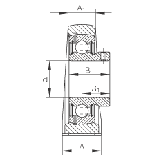 直立式軸承座單元 PSHEY40-N, 鑄鐵軸承座，內圈帶平頭螺釘的外球面球軸承，P 型密封