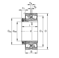 調心滾子軸承 23160-B-K-MB + H3160, 根據 DIN 635-2 標準的主要尺寸, 帶錐孔和緊定套 調心滾子軸承 23160-B-K-MB + H3160, 根據 DIN 635-2 標準的主要尺寸, 帶錐孔和緊定套